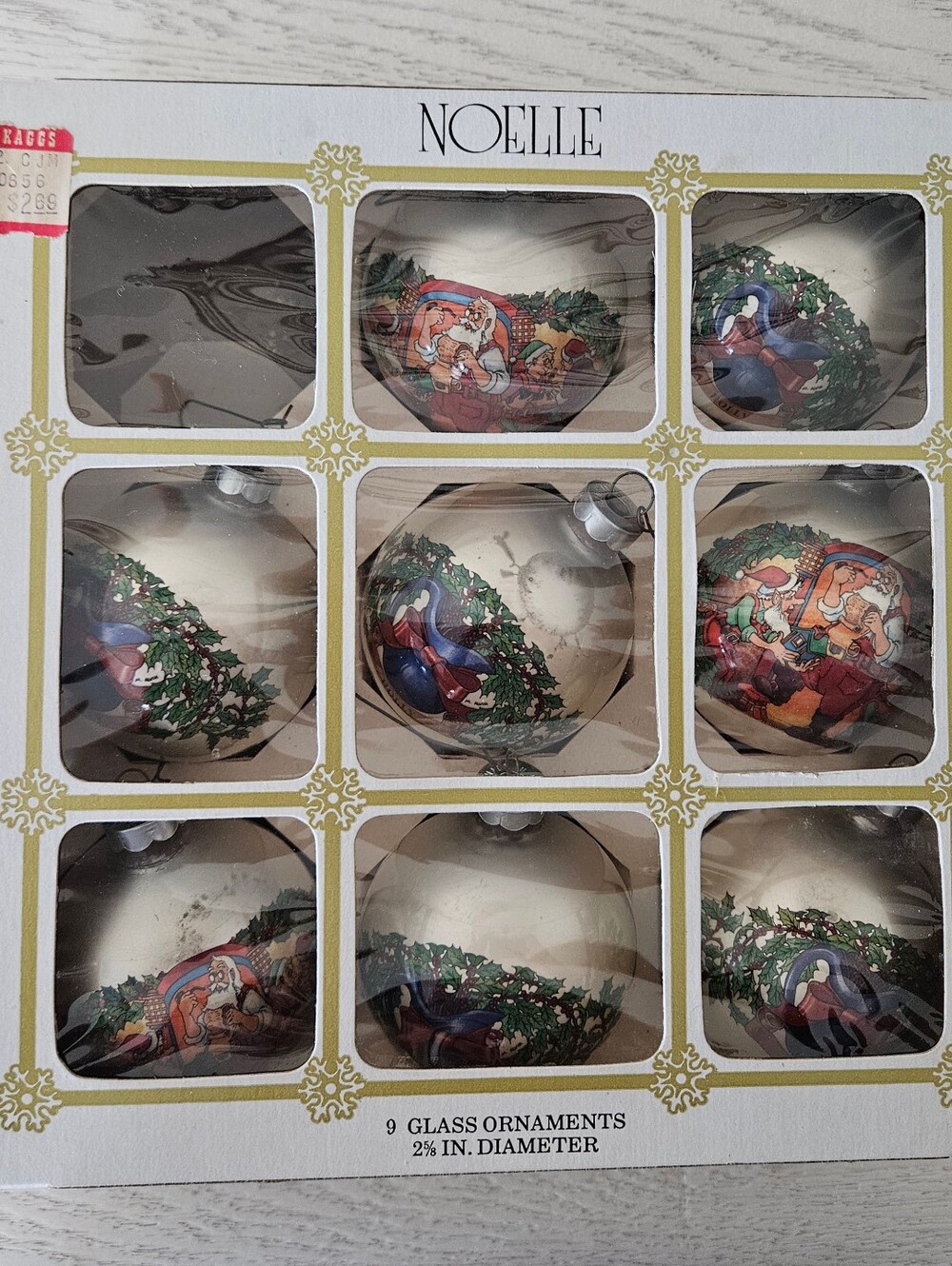 Vintage Wrapped Santa Ornaments Noelle Santa & Elves Two ScenesLot Of 8 In Box